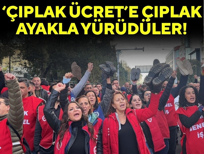 Büyükşehir’de ödeme krizi sürüyor: İşçilerden çıplak ayaklı protesto