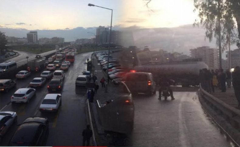 İzmir trafiği kilitlendi: Çifte kaza