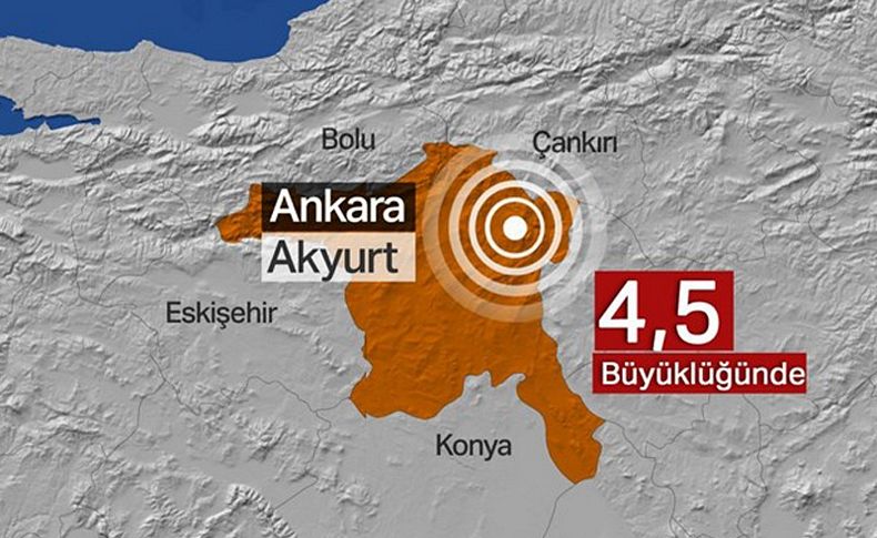 Ankara'da 4,5 büyüklüğünde deprem!