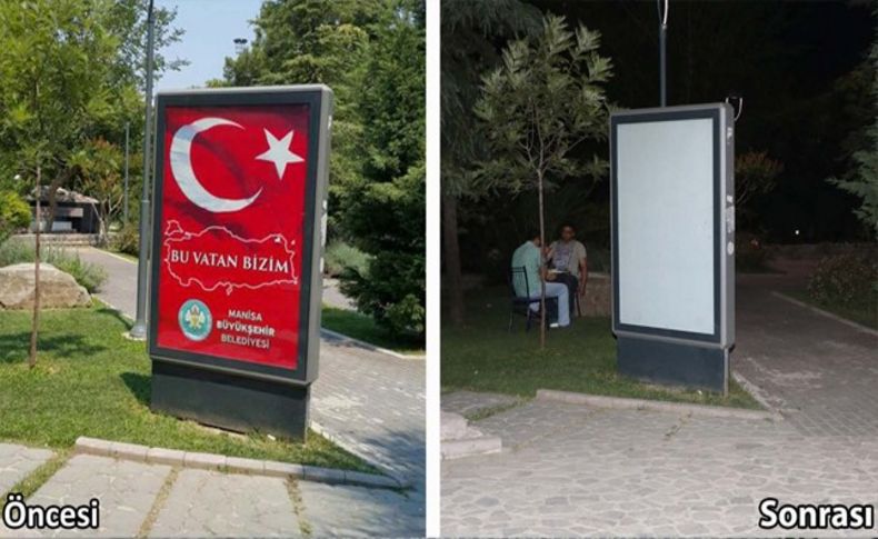Manisa'da MHP ile Ak Parti arasında bayraklı afiş krizi