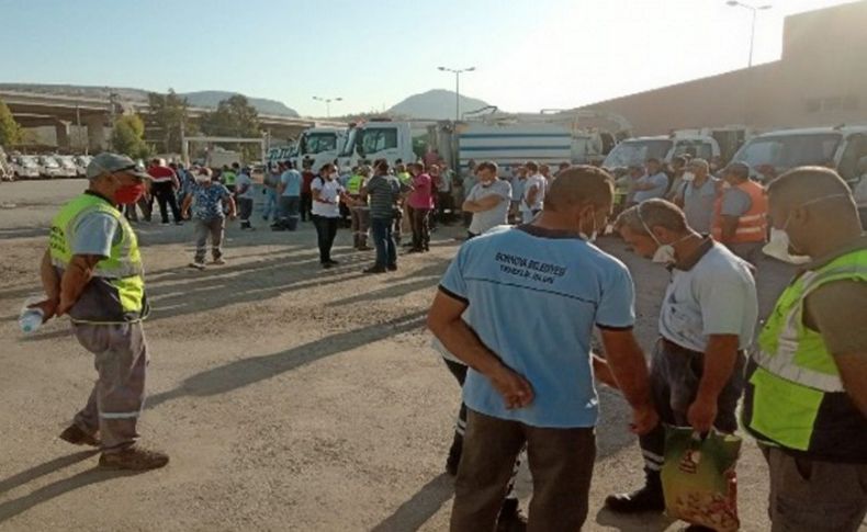Bornova Belediyesinde temizlik işçileri eylem yaptı