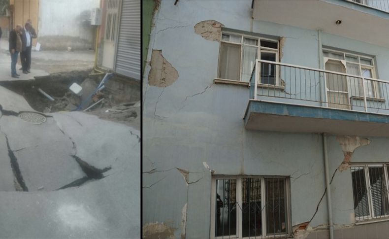 İzmir'de hastane inşaatı temel kazısında yol çöktü