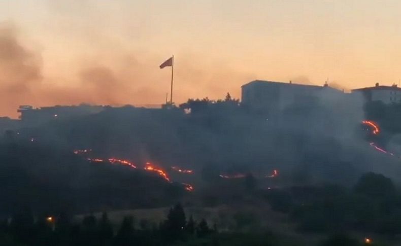 İzmir'de, otluk alanda yangın