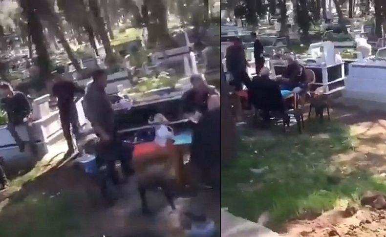 İzmir'de şok eden görüntü: Mezarlıkta mangal sefası