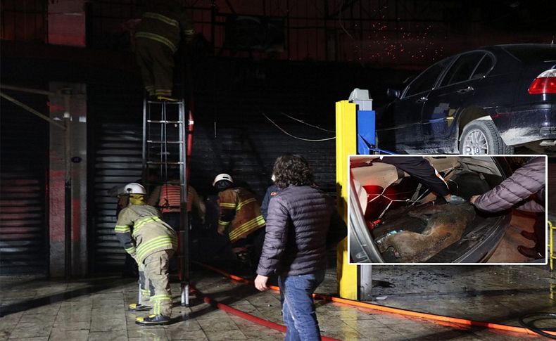 İzmir'de yangın dehşeti: İş yerindeki köpek son anda kurtarıldı