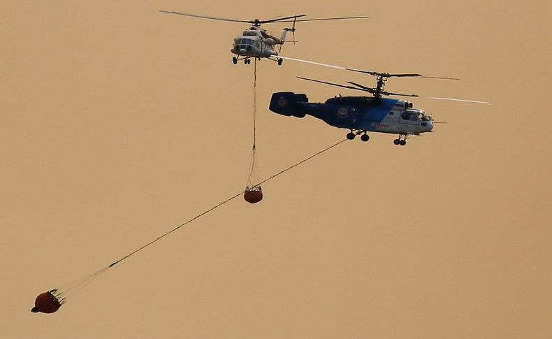İzmir'deki 53 saatlik yangında helikopterlerden 7 bin 500 ton su atıldı