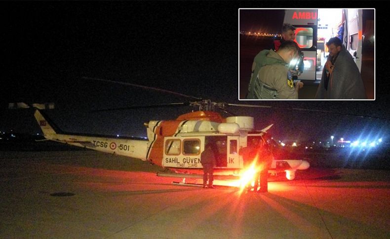 Sürüklenen yattan yardım çağrısına helikopterli kurtarma operasyonu
