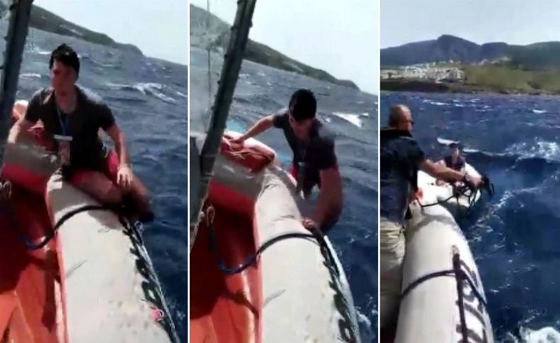 Yelkeni kırılan teknede mahsur kalan genci deniz polisi kurtardı