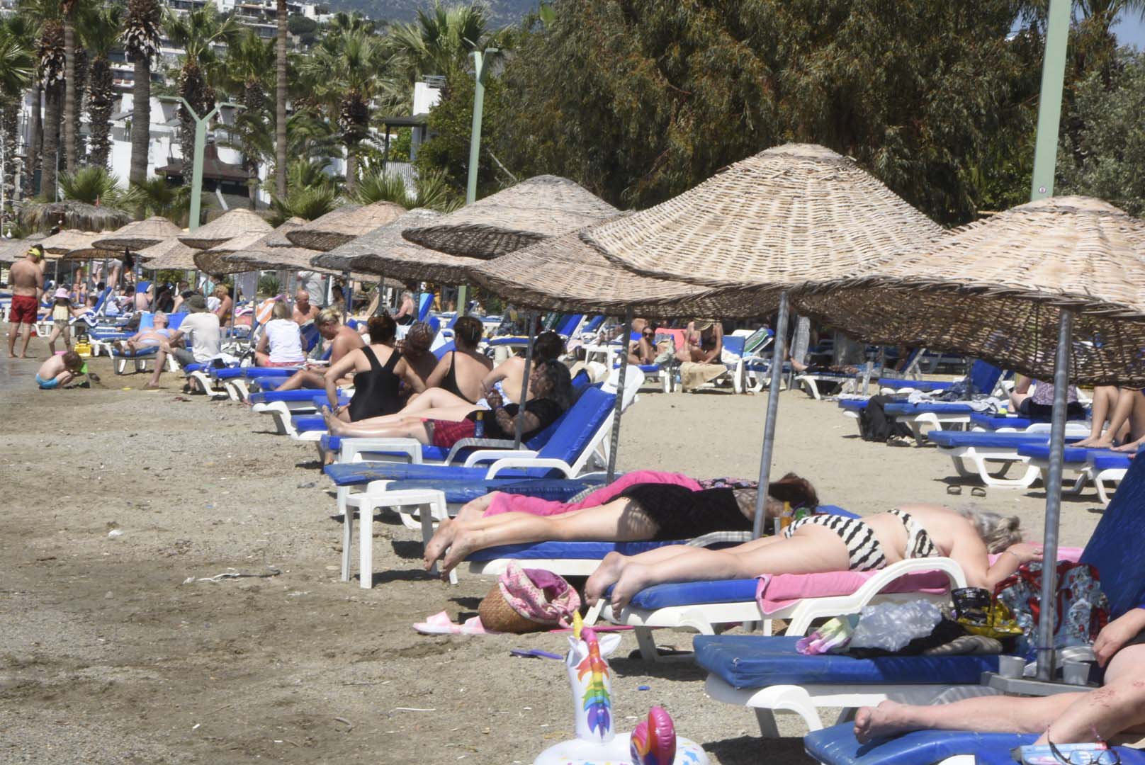 Bodrum'da plajlarda 'bayram' yoğunluğu