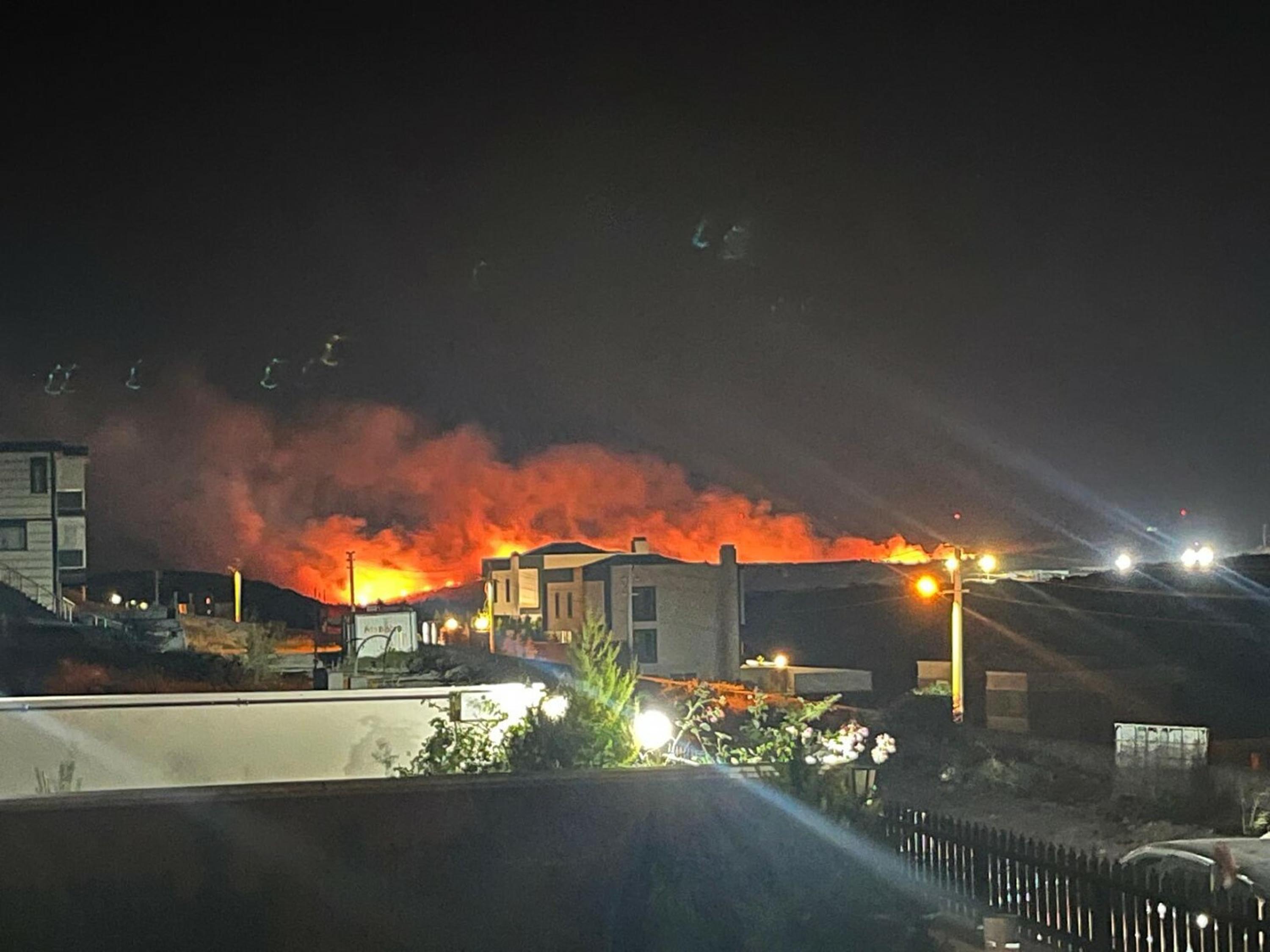 İzmir'de çıkan otluk yangını rüzgarla şiddetini artırdı