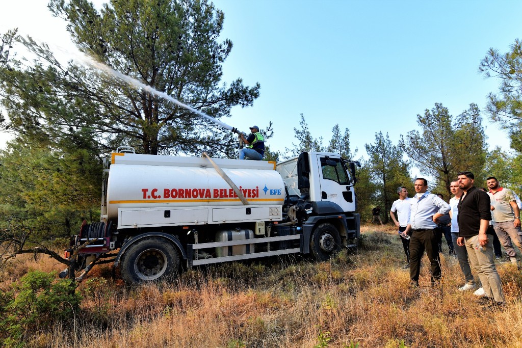 Bornova'daki orman yangınından kahreden görüntüler