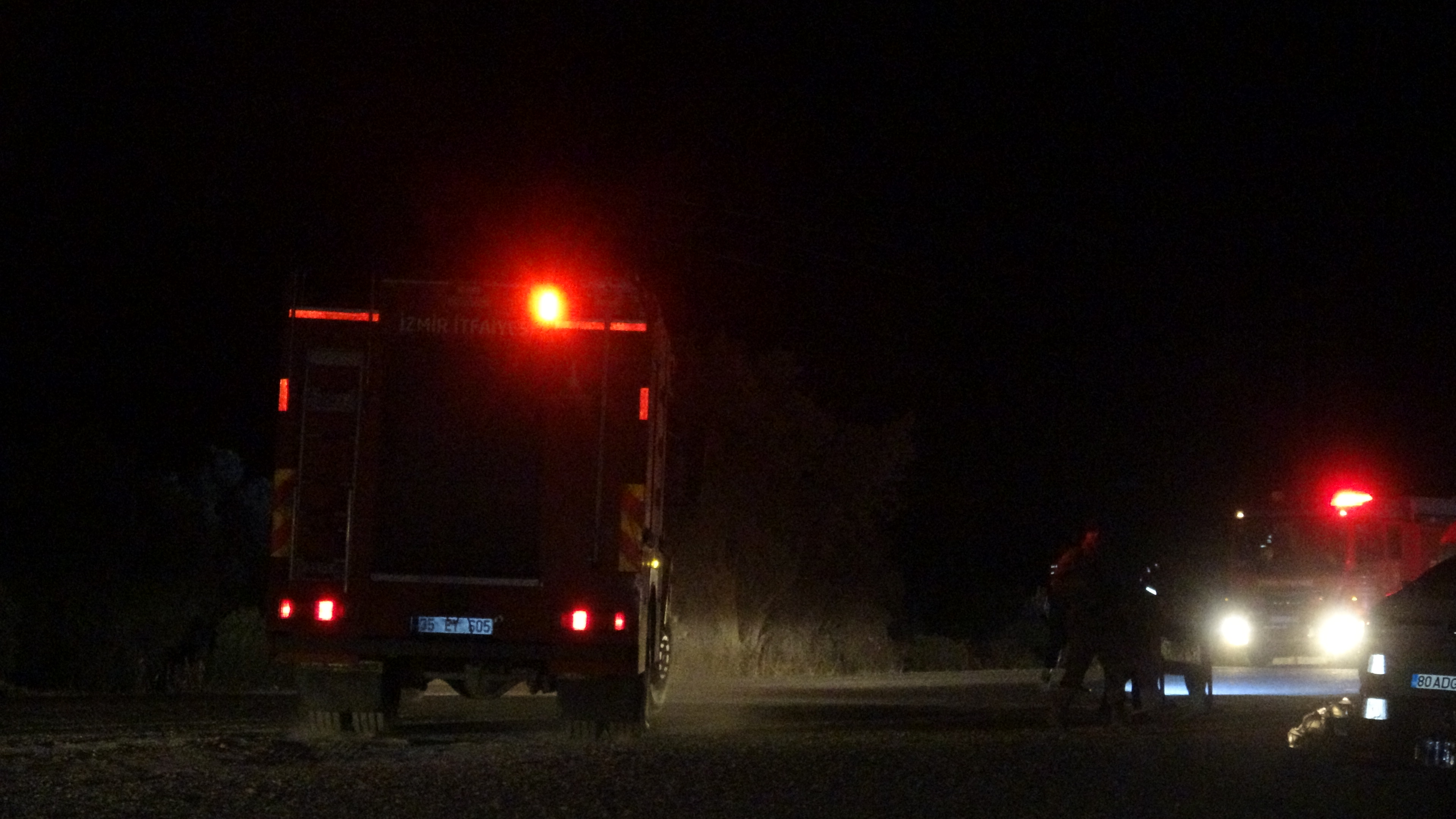 Çeşme'de yangın geceyi aydınlattı