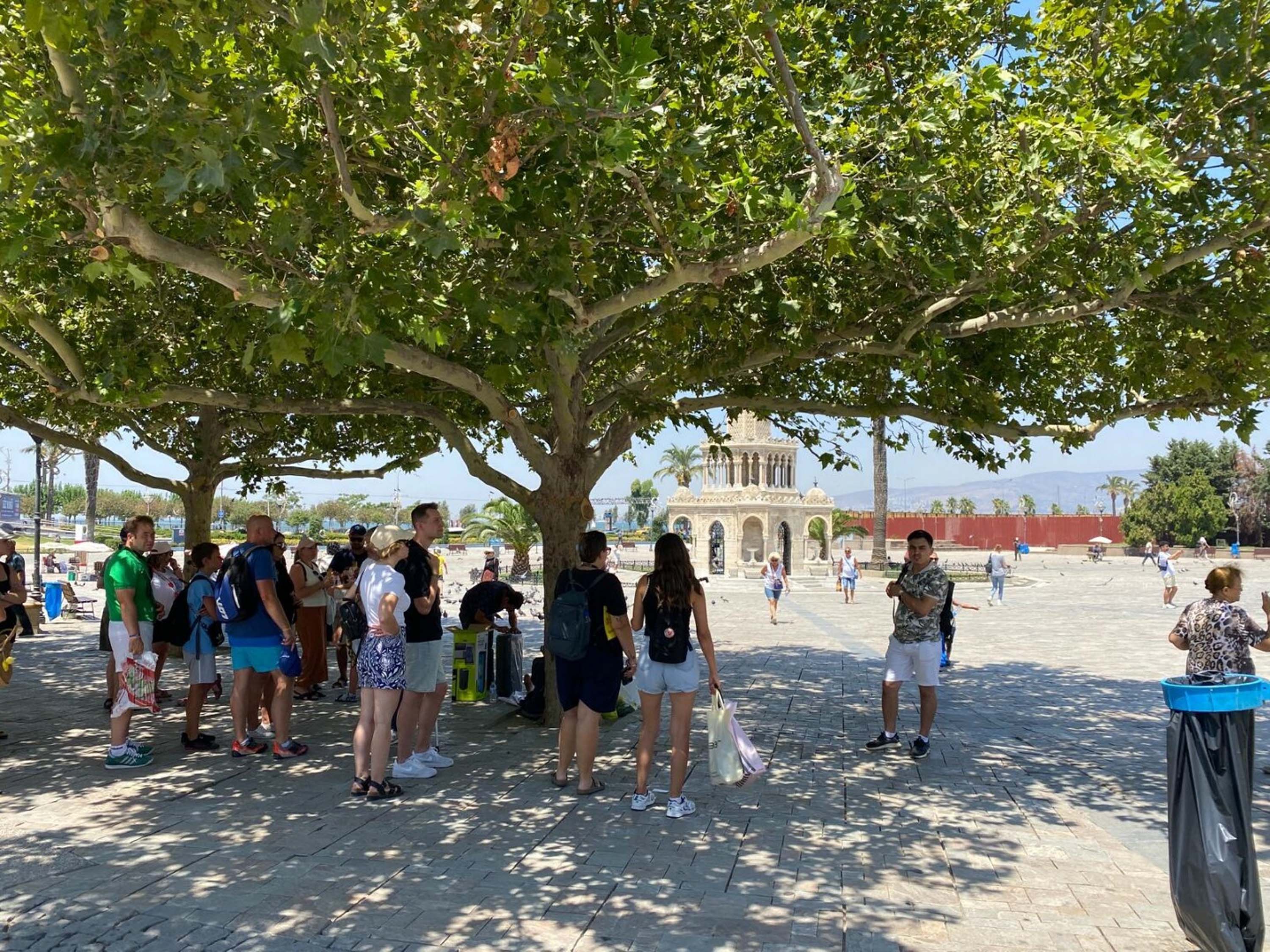 İzmir'de sıcaktan bunalanlar, ağaç altlarında serinlemeye çalıştı