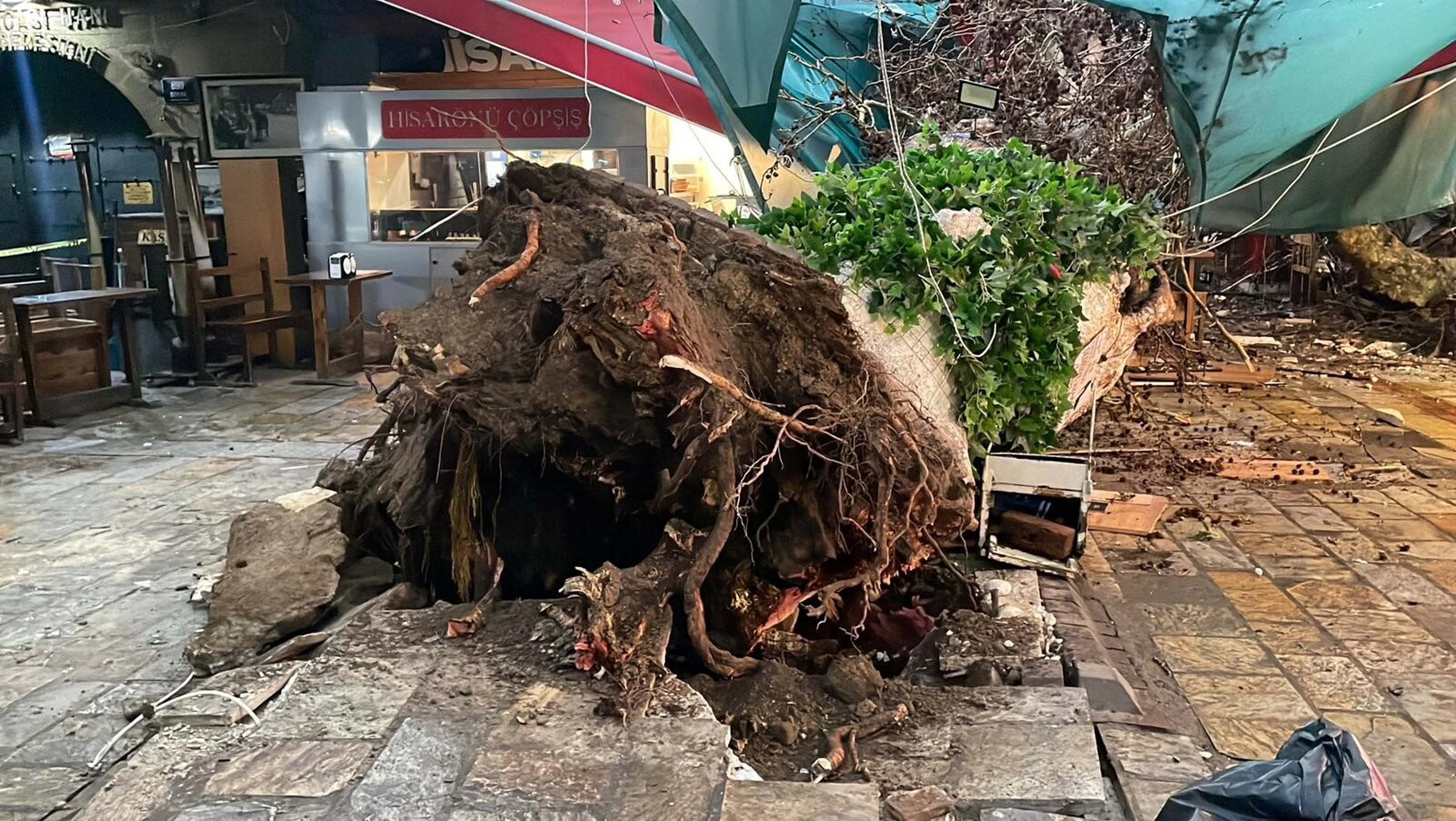 Kemeraltı Çarşısı'nda asılık ağaç devrildi