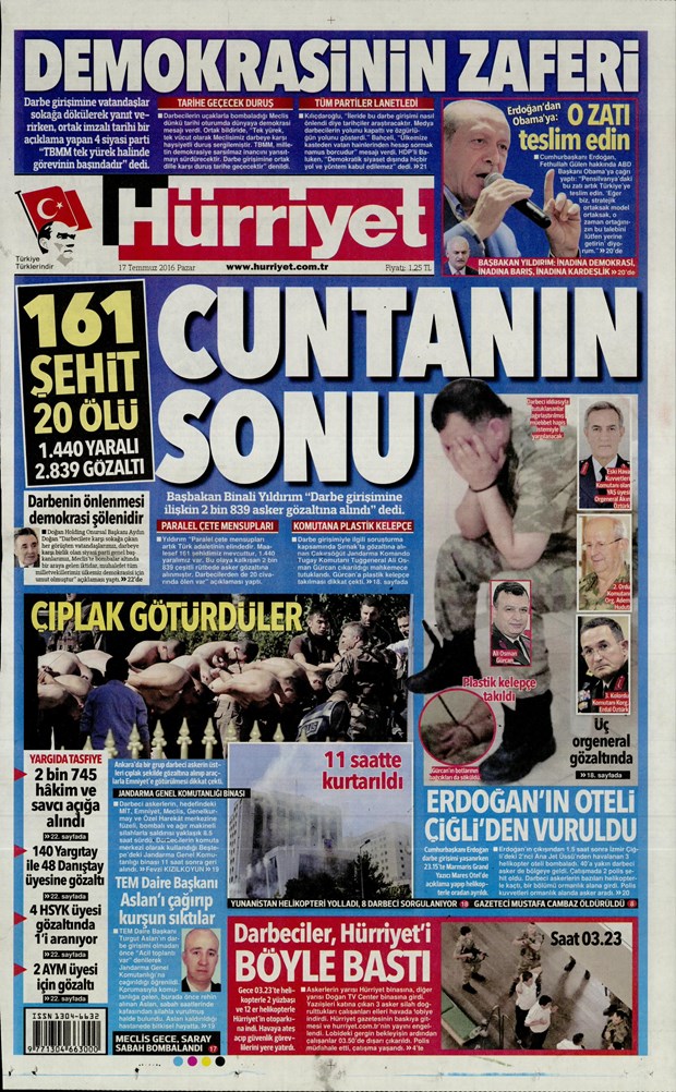 17.07.2016 Günün gazete manşetleri