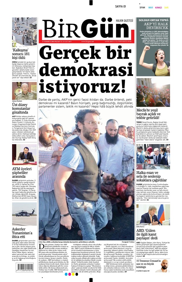 17.07.2016 Günün gazete manşetleri