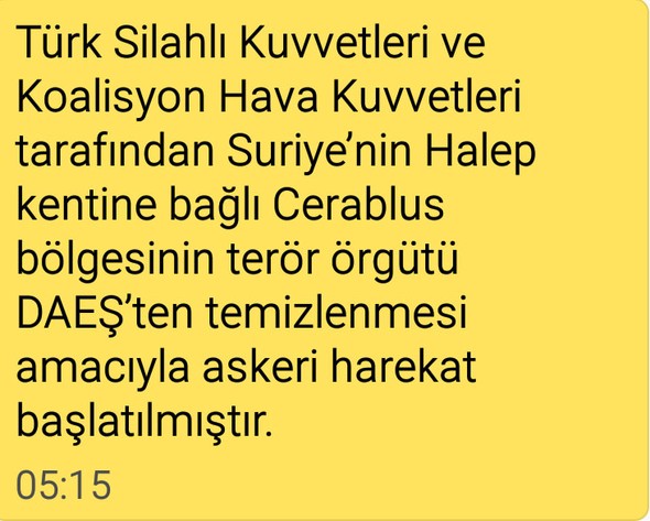 TSK sabaha karşı Cerablus'a operasyon başlattı!