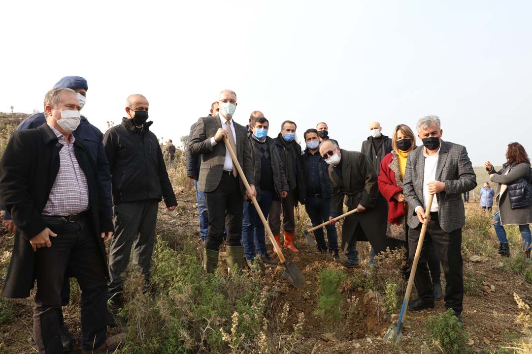 Güzelbahçe'de 500 fidan toprakla buluştu