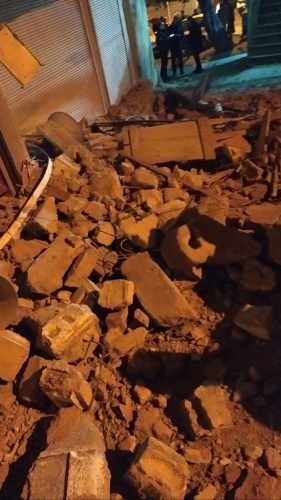 Depremde yıkılan minare havadan görüntülendi