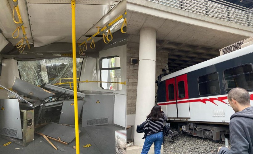 İzmir Metro'da akılalmaz kaza: Raydan çıktı duvara çarptı