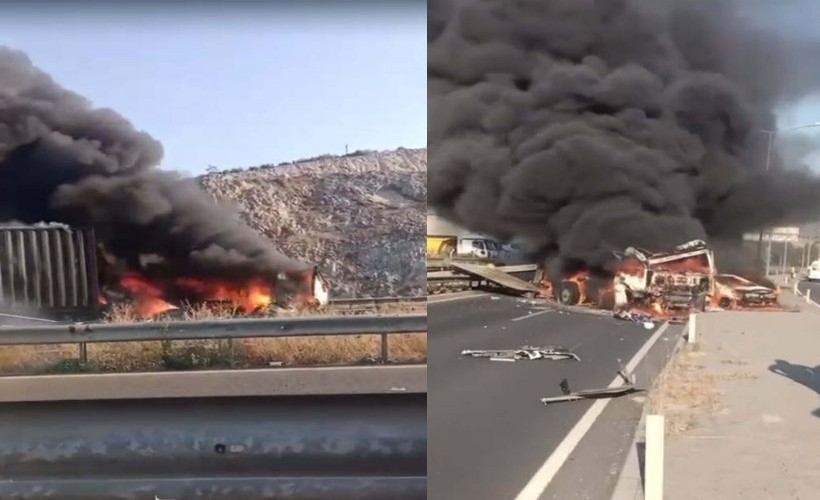 İzmir'de zincirleme trafik kazasında araçlar yandı: 6 yaralı