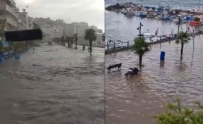 Sağanak yolları göle çevirdi