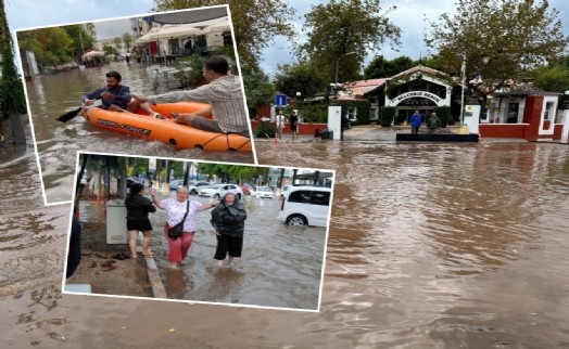 Muğla'da sokaklar göle döndü; oteli su bastı, turistler mahsur kaldı!