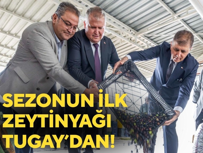 Sezonun ilk zeytinyağı Başkan Tugay’dan