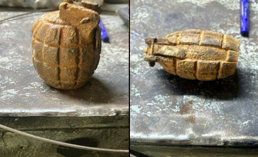 Tarlada bulduğu el bombasını babasının iş yerine götürdü