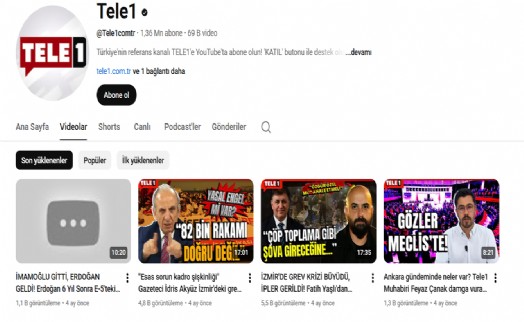 Tele 1'in YouTube yayınları tek tek siliniyor!