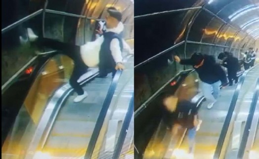 Yaya üst geçidine tekme ve yumrukla saldırdılar!