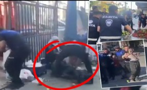 Zabıta ordusu biber satan kadını tartakladı! Görüntülere tepki yağdı