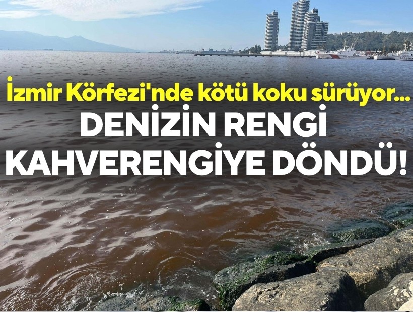 İzmir Körfezi'nde kötü koku sürüyor; denizin rengi kahverengiye döndü!