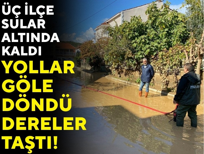 Üç ilçe sular altında kaldı: Yollar göle dönüştü, dereler taştı!