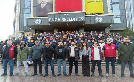 Buca’da işçiler alacakları için grevde: ‘Kimseden babasının parasını istemiyoruz!’