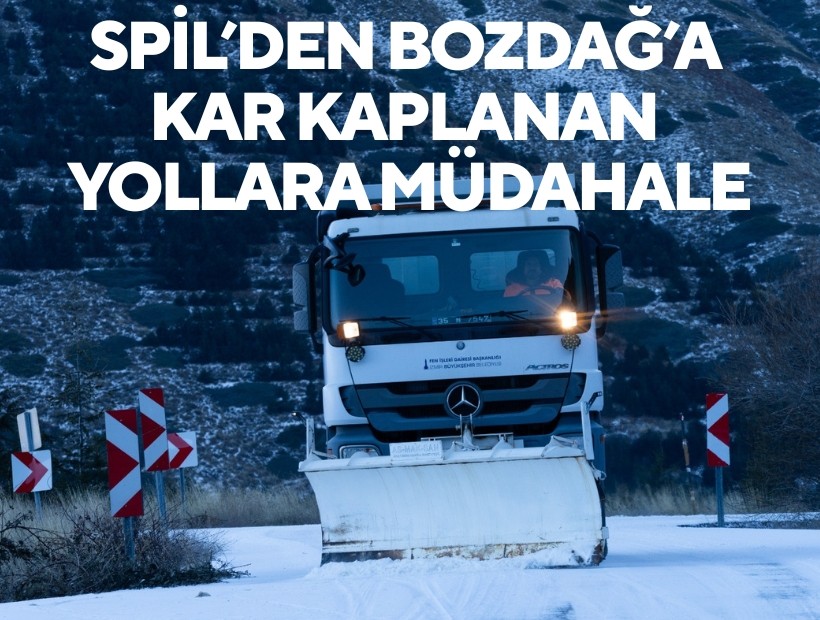 Kar savaşçıları yollarda; Spil’den Bozdağ’a kar kaplanan yollara müdahale
