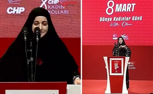 CHP'nin 8 Mart etkinliğinde dikkat çeken anlar! Elindeki konuşma kağıdını yırttı