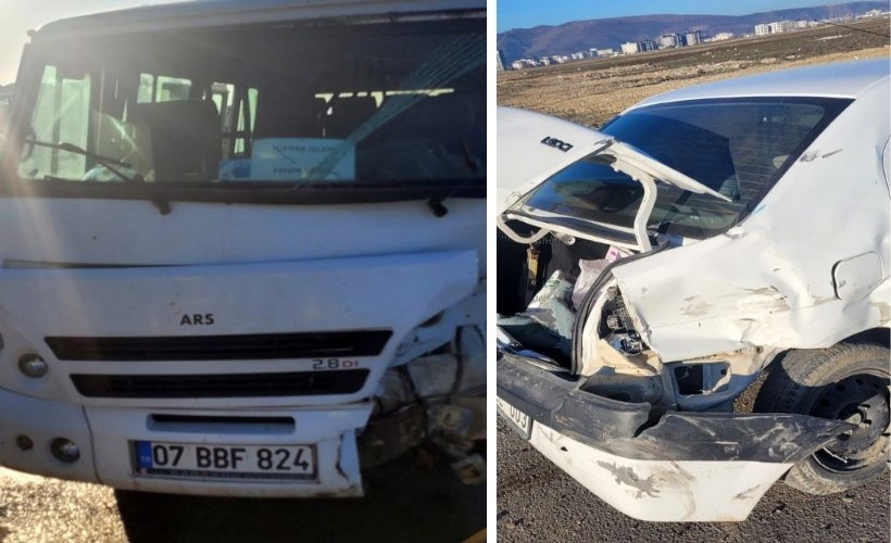 İşçileri taşıyan minibüs ile otomobil çarpıştı; 16 yaralı