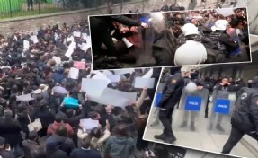 İ.Ü.'deki İmamoğlu protestosunda öğrencilere çok sert müdahale!