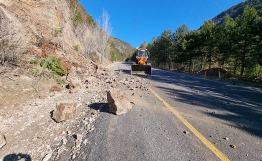Kayalar, karayoluna düştü