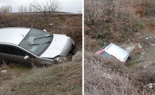 Kütahya’da su menfezine düşen otomobilin sürücüsü yaralandı