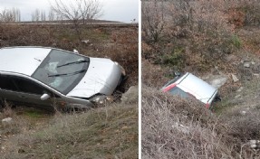 Kütahya’da su menfezine düşen otomobilin sürücüsü yaralandı