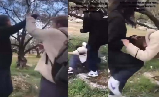 13 yaşındaki kız öğrenci arkadaşını darbetti; o anlar kamerada