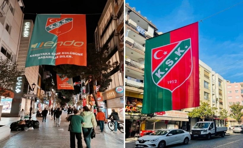 Yeşil-kırmızılı taraftarın çağrısıyla Karşıyaka bayraklarla donatıldı