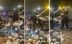Başkan Tugay Kordon'da çöp topladı; Sendika Başkanı Ercan Gül ile tartıştı