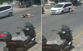 Bodrum'da hafif ticari aracın çarptığı yaya yaralandı; kaza kamerada