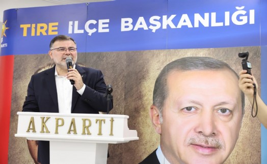 AK Parti İl Başkanı Saygılı Tire’de konuştu; Biz laf üretmeyiz; biz eser üretiriz, çözüm üretiriz