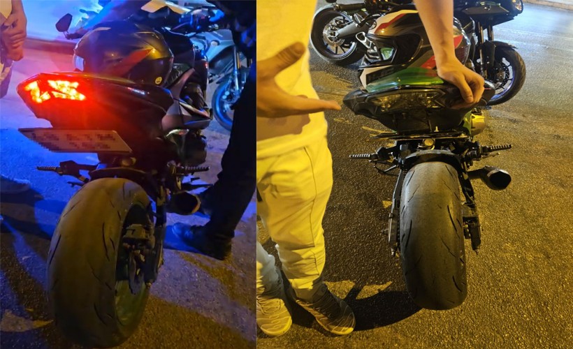 Motosiklet sürücüsüne abartılı egzoz ve katlanır plaka cezası
