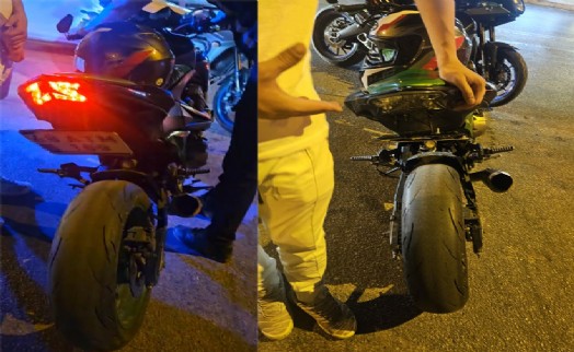 Motosiklet sürücüsüne abartılı egzoz ve katlanır plaka cezası