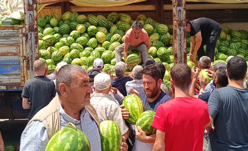 Üreticiden 20 ton karpuz satın aldı ücretsiz dağıttı